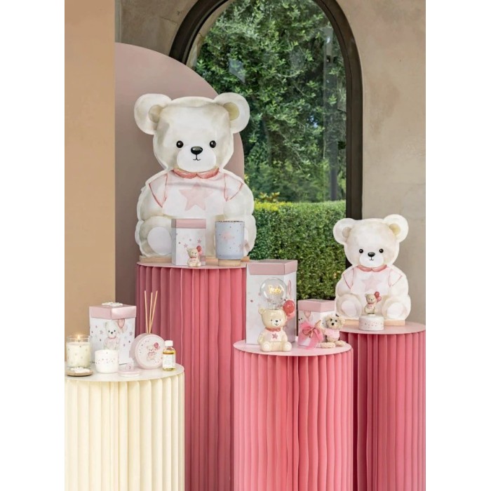 CANDELA ORSETTO PALLONCINO ROSA D6 H7.5 CON SCATOLA